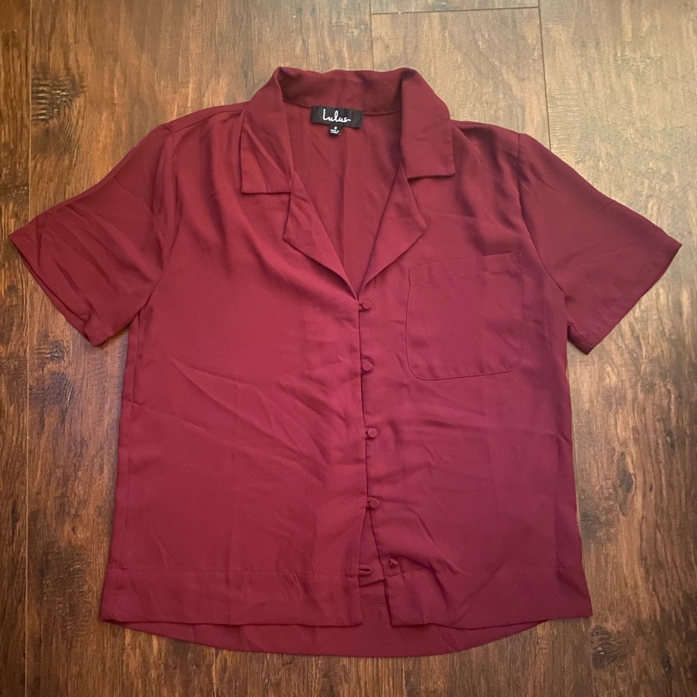 Lulu's Burgundy Casual Button Down Shirt